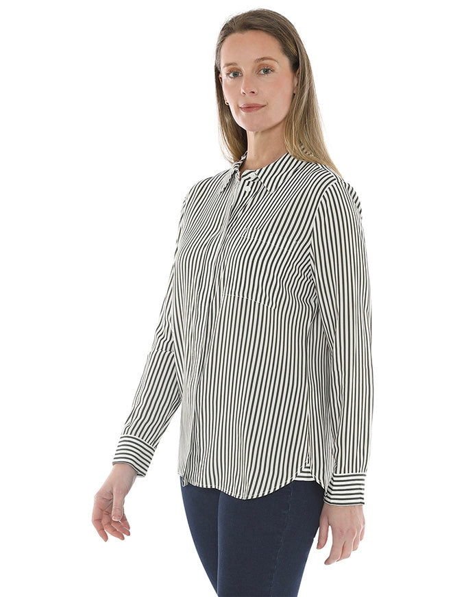 Mono Stripe Shirt Khaki/Ivory