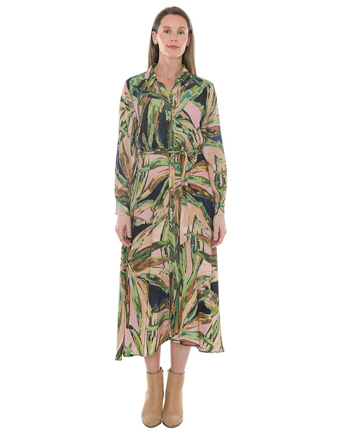 Leaves Tie Waisted Dress