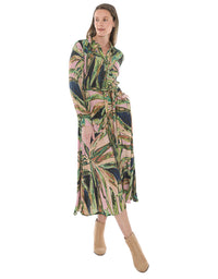 Leaves Tie Waisted Dress