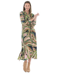 Leaves Tie Waisted Dress