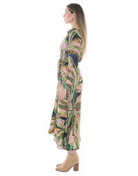 Leaves Tie Waisted Dress