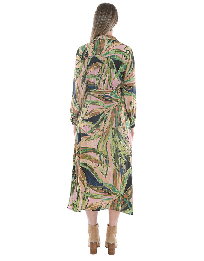 Leaves Tie Waisted Dress