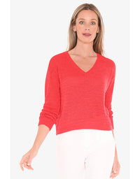 Neck Tape Pullover - Tomato