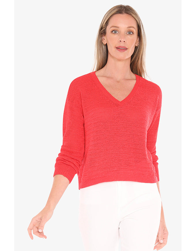 Neck Tape Pullover - Tomato