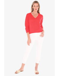 Neck Tape Pullover - Tomato