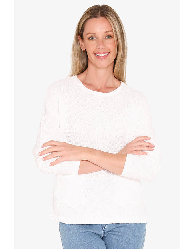 Textured Pullover - White