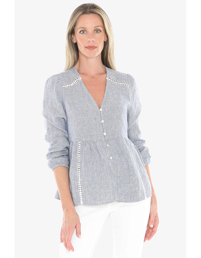 Mini Check Top - Night/White