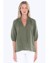 Ruffle Neck Top - Basil