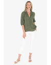 Ruffle Neck Top - Basil