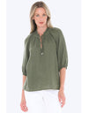 Ruffle Neck Top - Basil