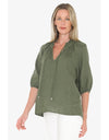 Ruffle Neck Top - Basil