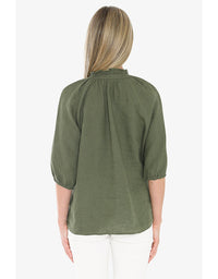 Ruffle Neck Top - Basil