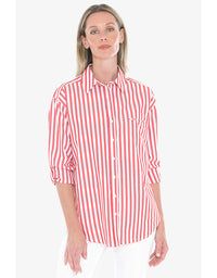 Holiday Stripe Shirt - Tomato/White