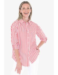 Holiday Stripe Shirt - Tomato/White