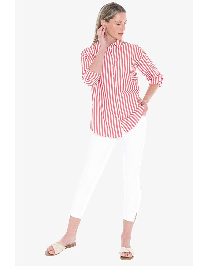 Holiday Stripe Shirt - Tomato/White