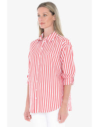 Holiday Stripe Shirt - Tomato/White