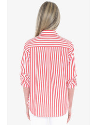 Holiday Stripe Shirt - Tomato/White