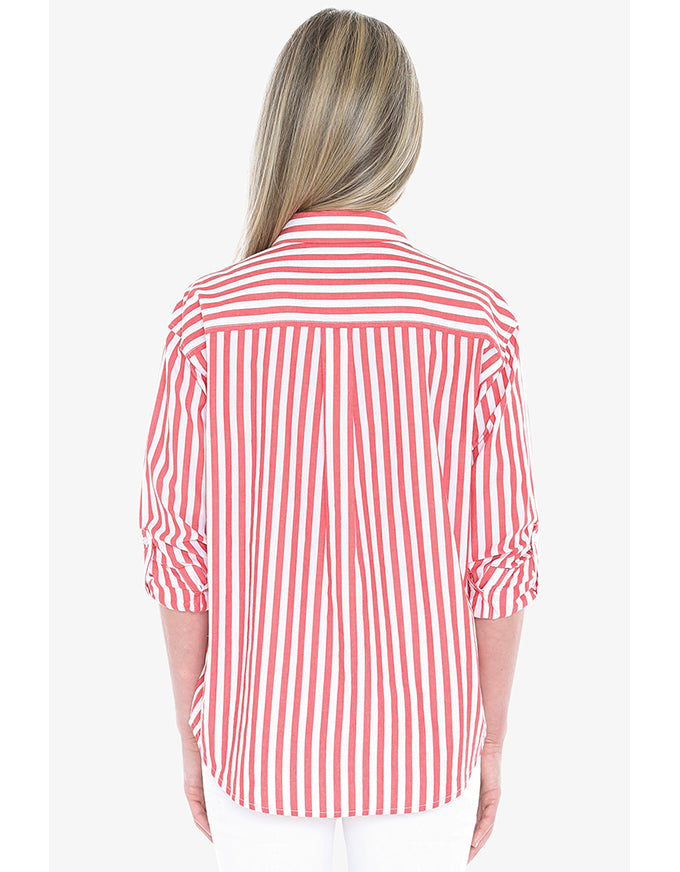Holiday Stripe Shirt - Tomato/White