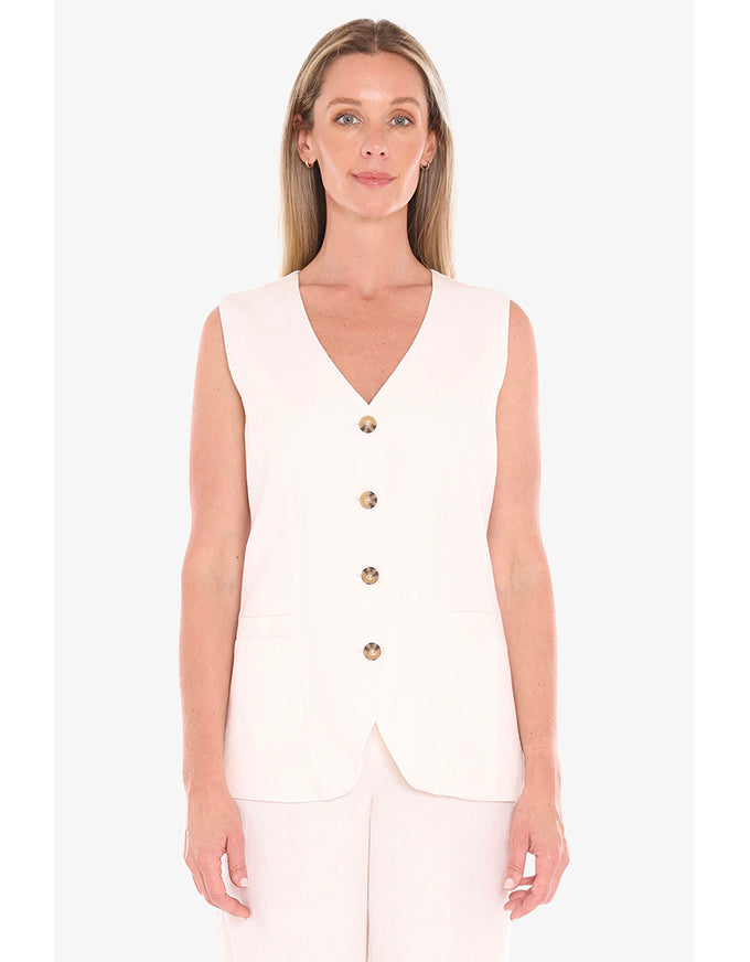 Button Vest - Ivory