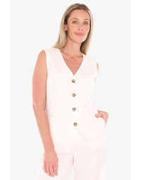Button Vest - Ivory