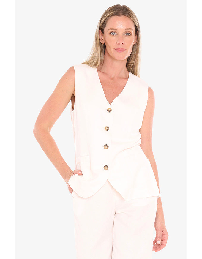 Button Vest - Ivory