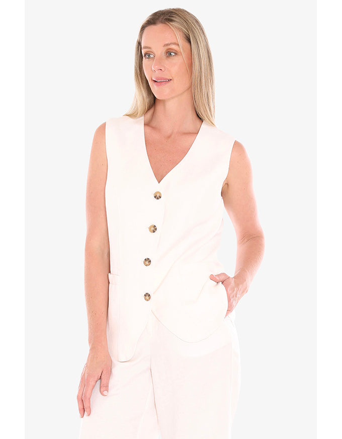 Button Vest - Ivory