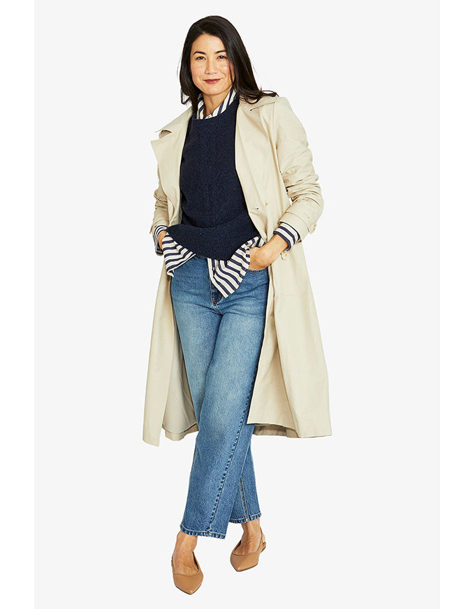 Reverse jersey vest in indigo with sleeveless design and crew neckline