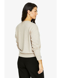 Le Marais pullover in oatmeal with black script logo and crew neckline