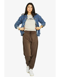 Le Marais pullover in oatmeal with black script logo and crew neckline