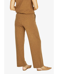 Seam detail pant in hazel marle with wide leg and front seam detail