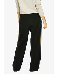 Side stripe lounge pant in black with contrast side stripe and relaxed wide leg