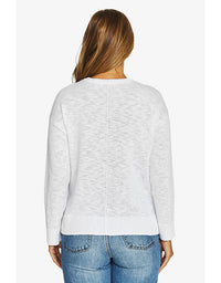 V Neck Slub Pullover - White