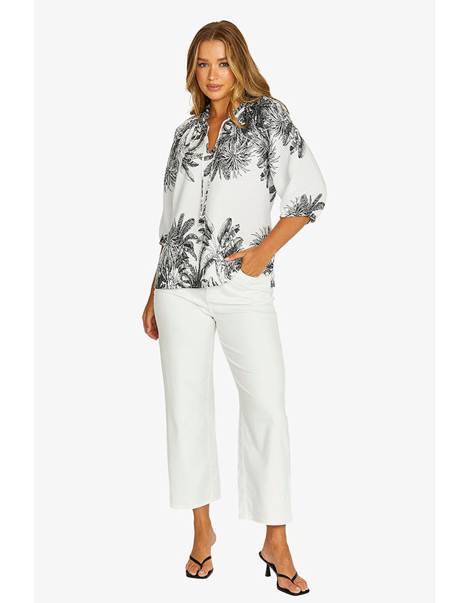 Bahamas Linen Shirt Ivory/Black
