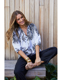 Bahamas Linen Shirt Ivory/Black