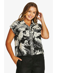 Palm Island 2 Pocket Shirt Black/Ecru