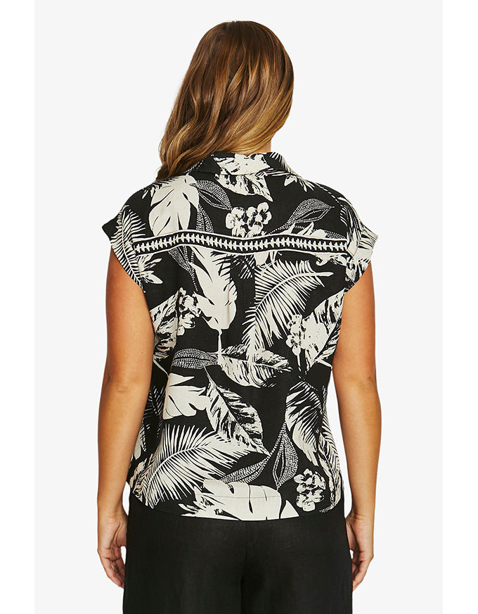 Palm Island 2 Pocket Shirt Black/Ecru