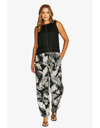 Tack Stitch Linen Top Black