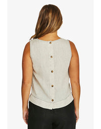 Tack Stitch Linen Top Natural Flax