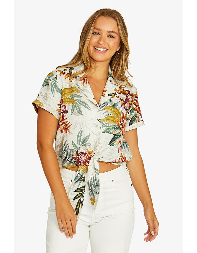Tahiti Linen Tie Top Multi