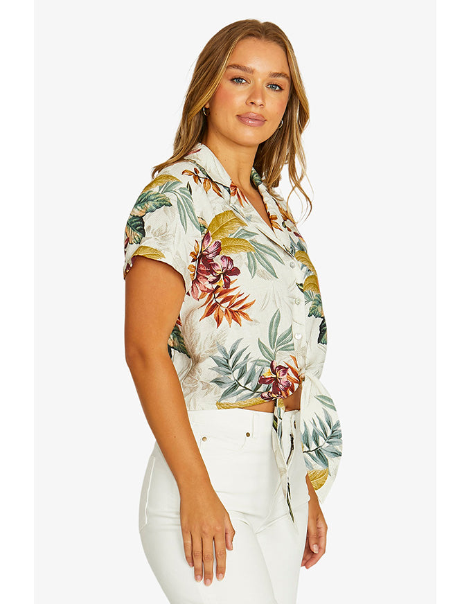 Tahiti Linen Tie Top Multi