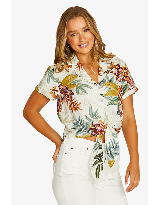Tahiti Linen Tie Top Multi