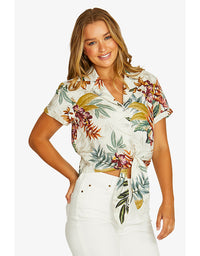 Tahiti Linen Tie Top Multi