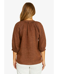 Raglan Button Neck Top Cinnamon