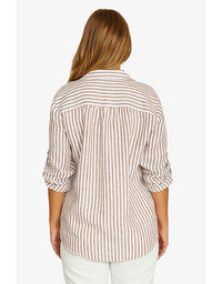 Stripe Linen Shirt Chestnut/White