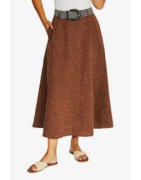 Belted Seam Skirt - Cinnamon
