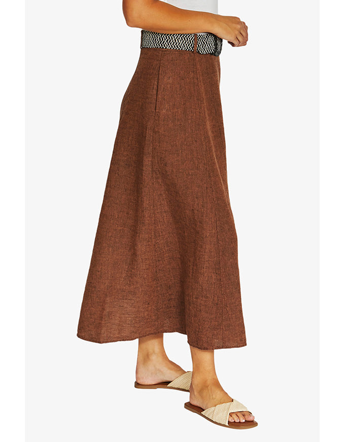 Belted Seam Skirt - Cinnamon