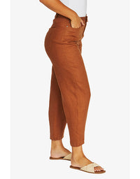 Barrel Leg Linen Jean Chestnut