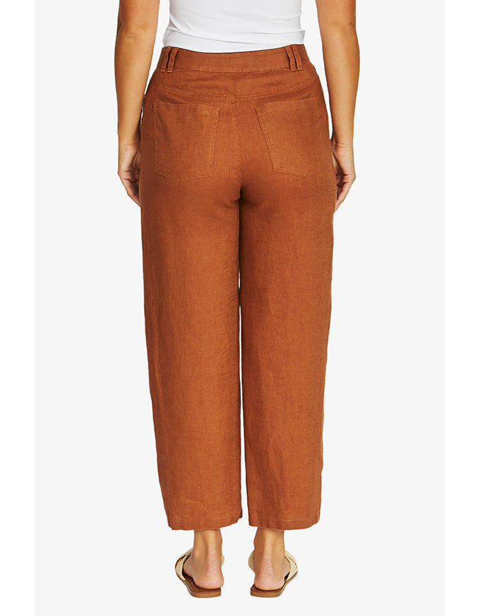 Barrel Leg Linen Jean Chestnut
