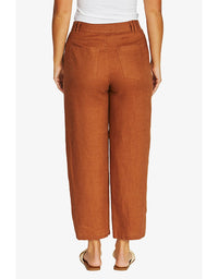Barrel Leg Linen Jean Chestnut