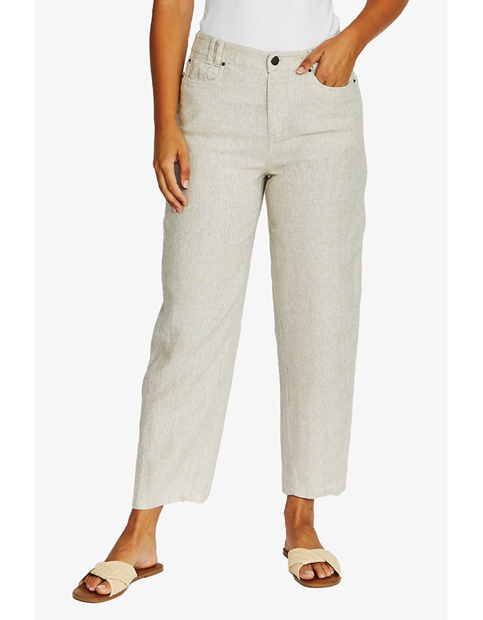 Barrel Leg Linen Jean Natural Flax